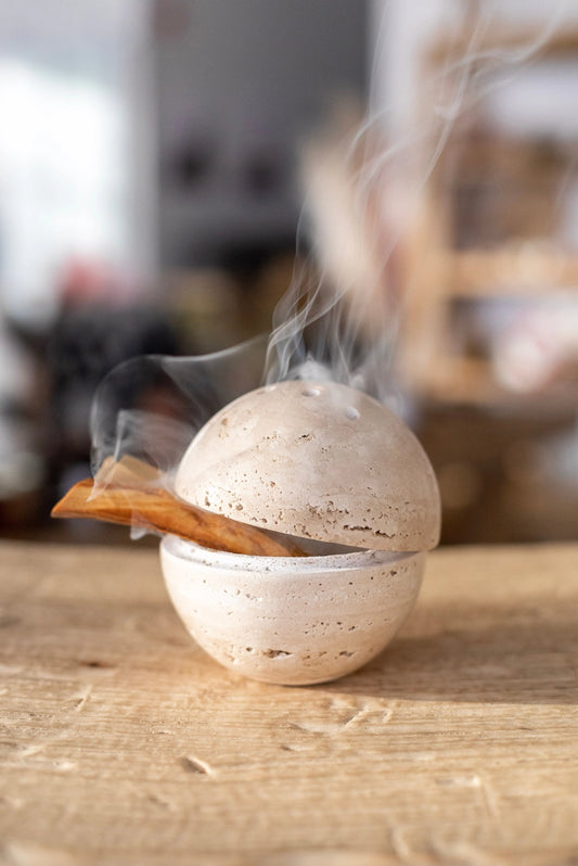 Travertine Incense Burner Dome