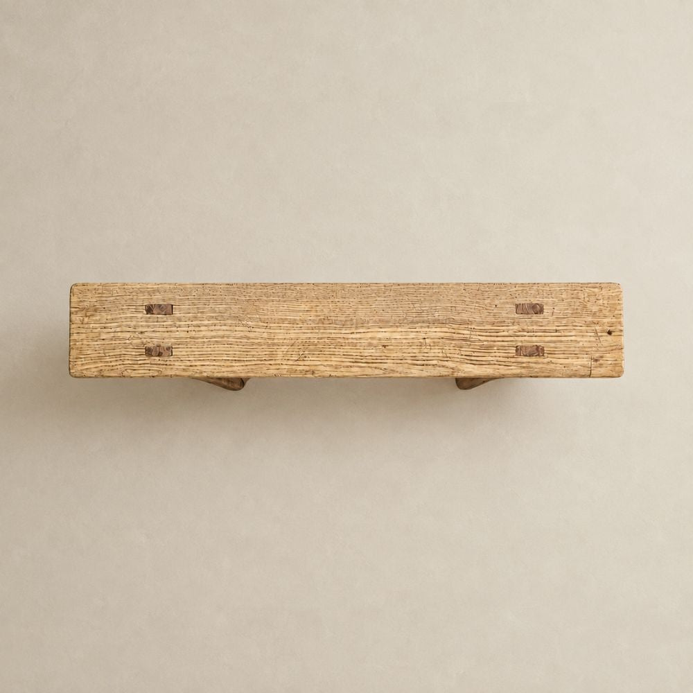 Antique Skinny Elm Wood Bench