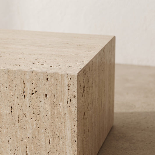 Travertine Side Table, detail