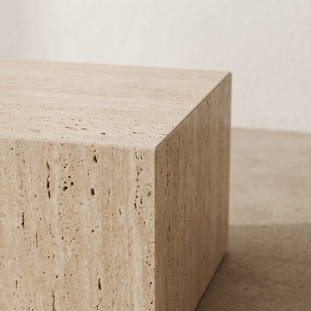 Travertine Side Table, detail
