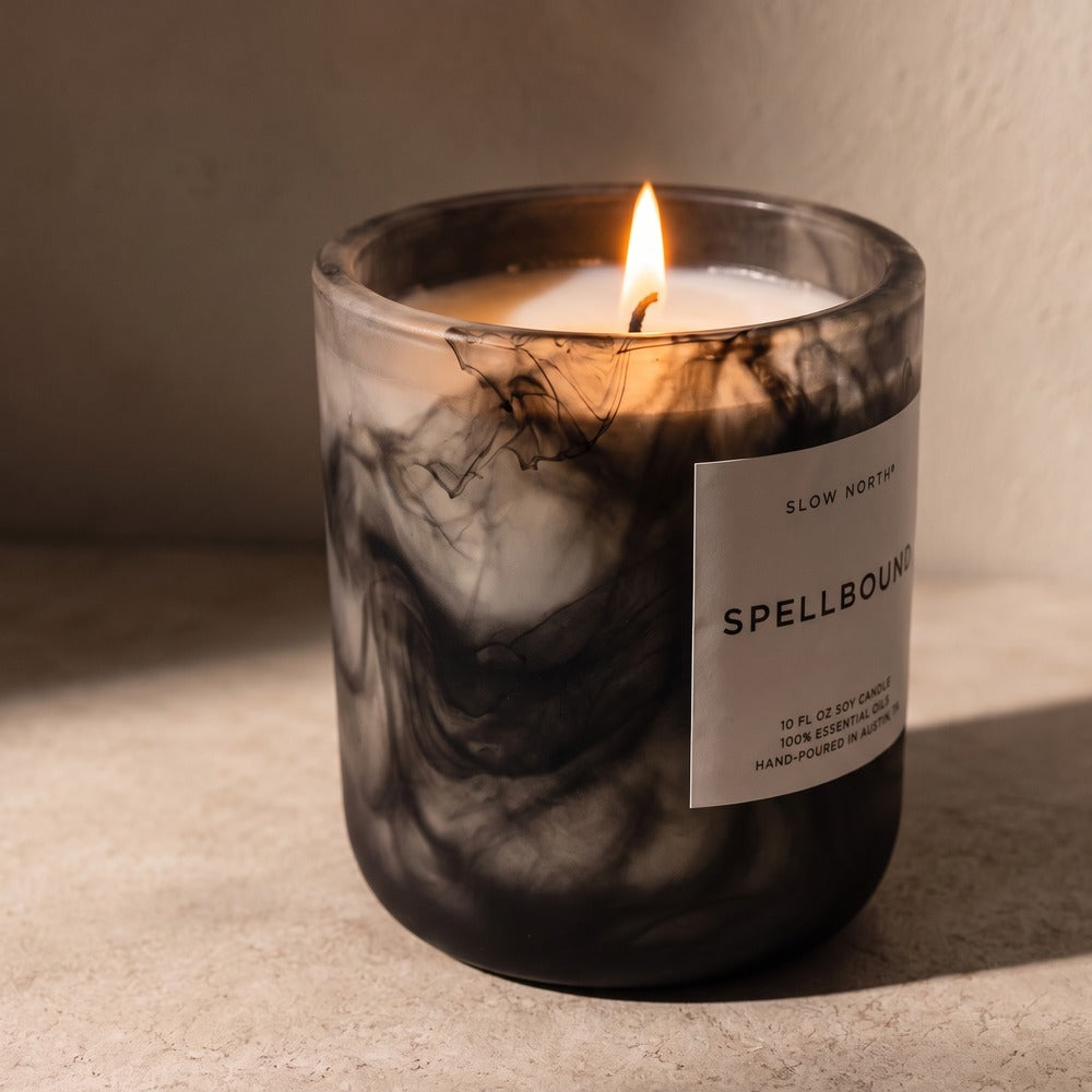 Slow North Candles, Spellbound, styled at home