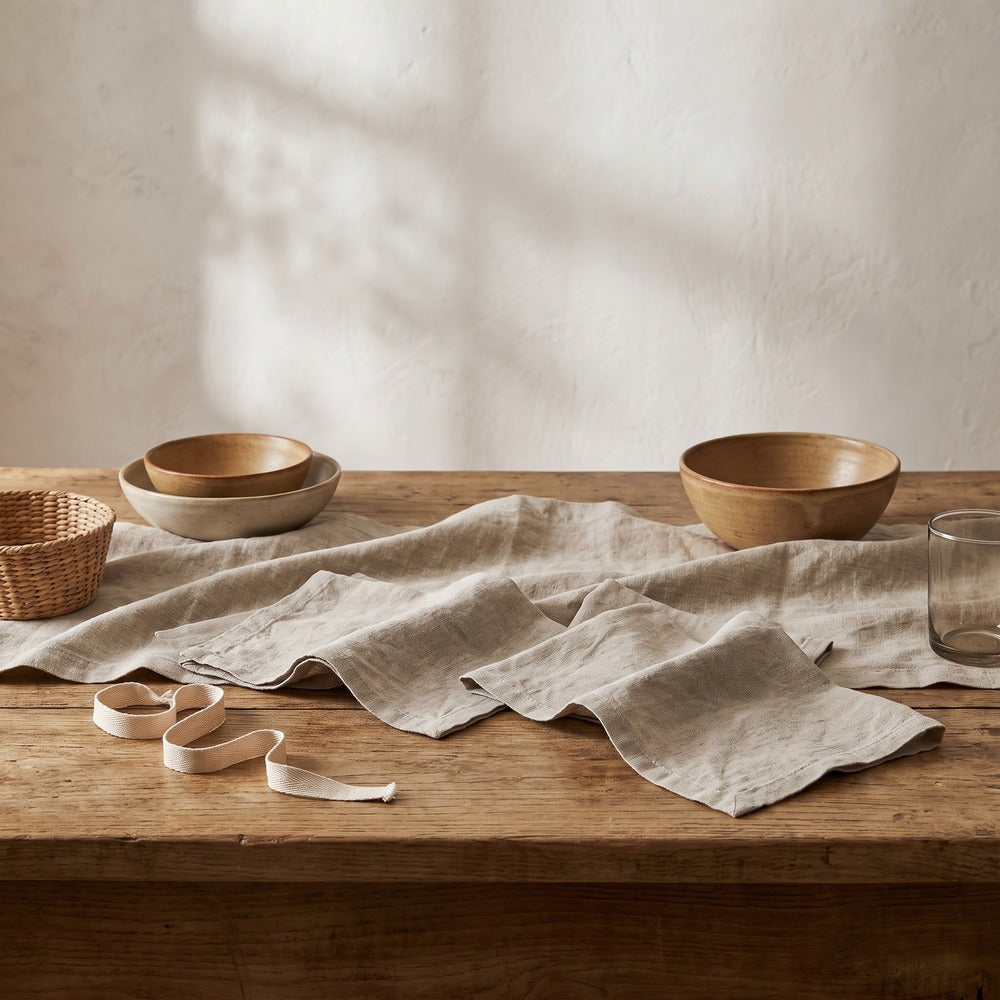 Linen Cocktail Napkin Set, Natural, styled at home
