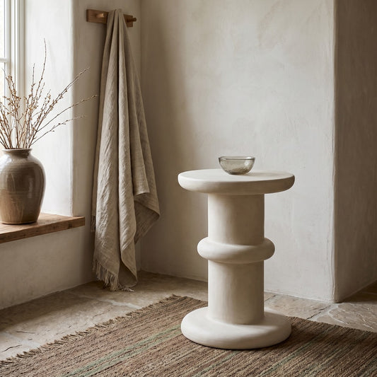 Plaster Round Side Table III, styled at home