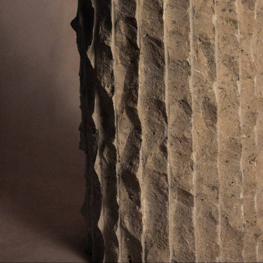 Raw-Cut Organic Travertine Vase