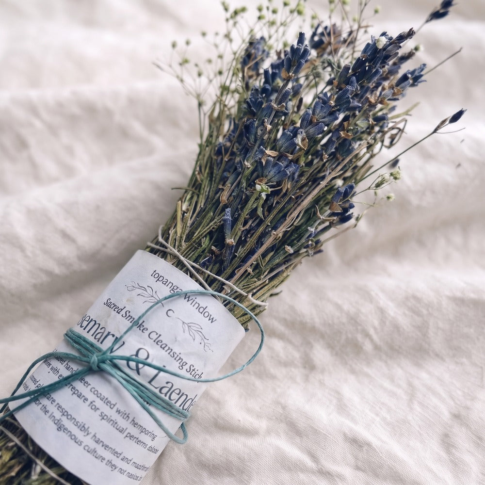 Rosemary & Lavender Smoke Cleansing Bundle, styled at home