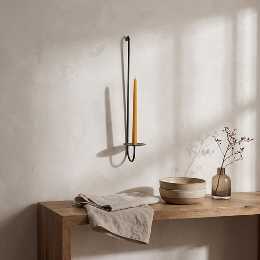 Single Armed Iron Candle Holder, styled at home
