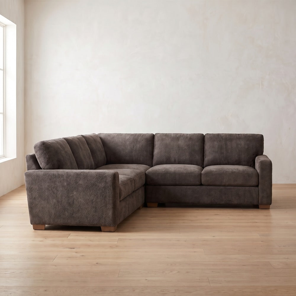 Sylvie Sleeper Sectional (L corner shown) in Charcoal Brown Performance Chenille