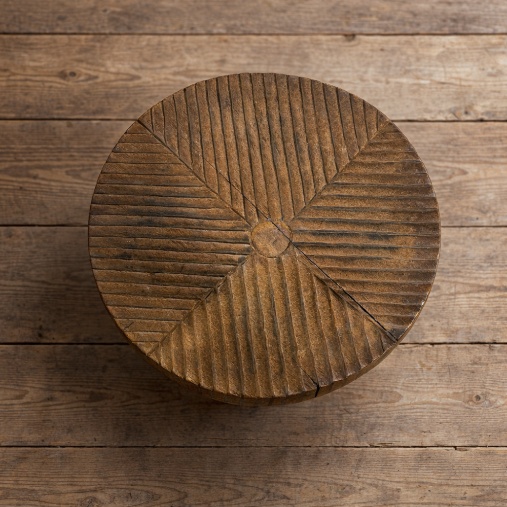 Vintage Carved Wood Stool