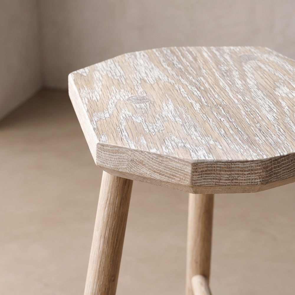 Cerused White Oak Stool, detail