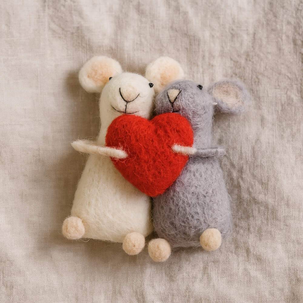 Mice with Heart Ornament