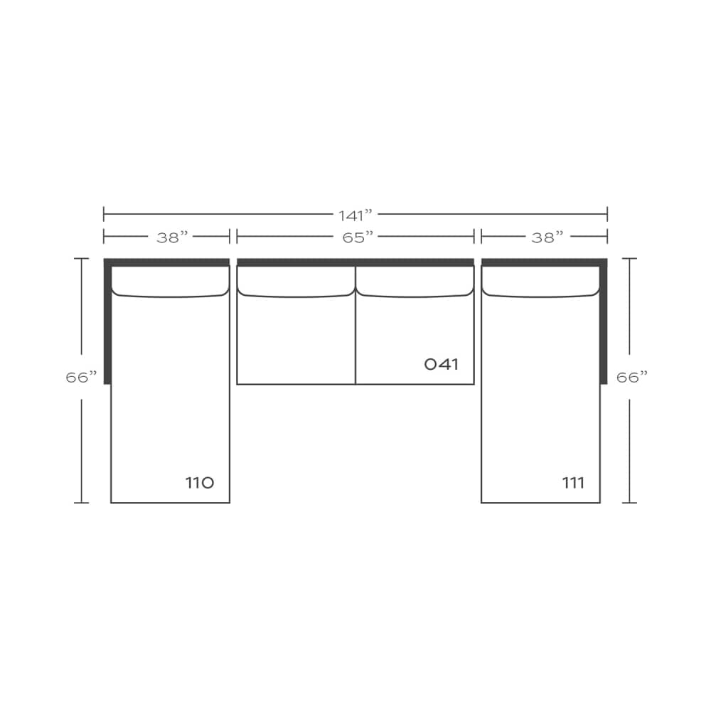 Plan drawing: Double Chaise, Separate Cushions