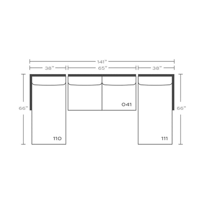 Plan drawing: Double Chaise, Separate Cushions