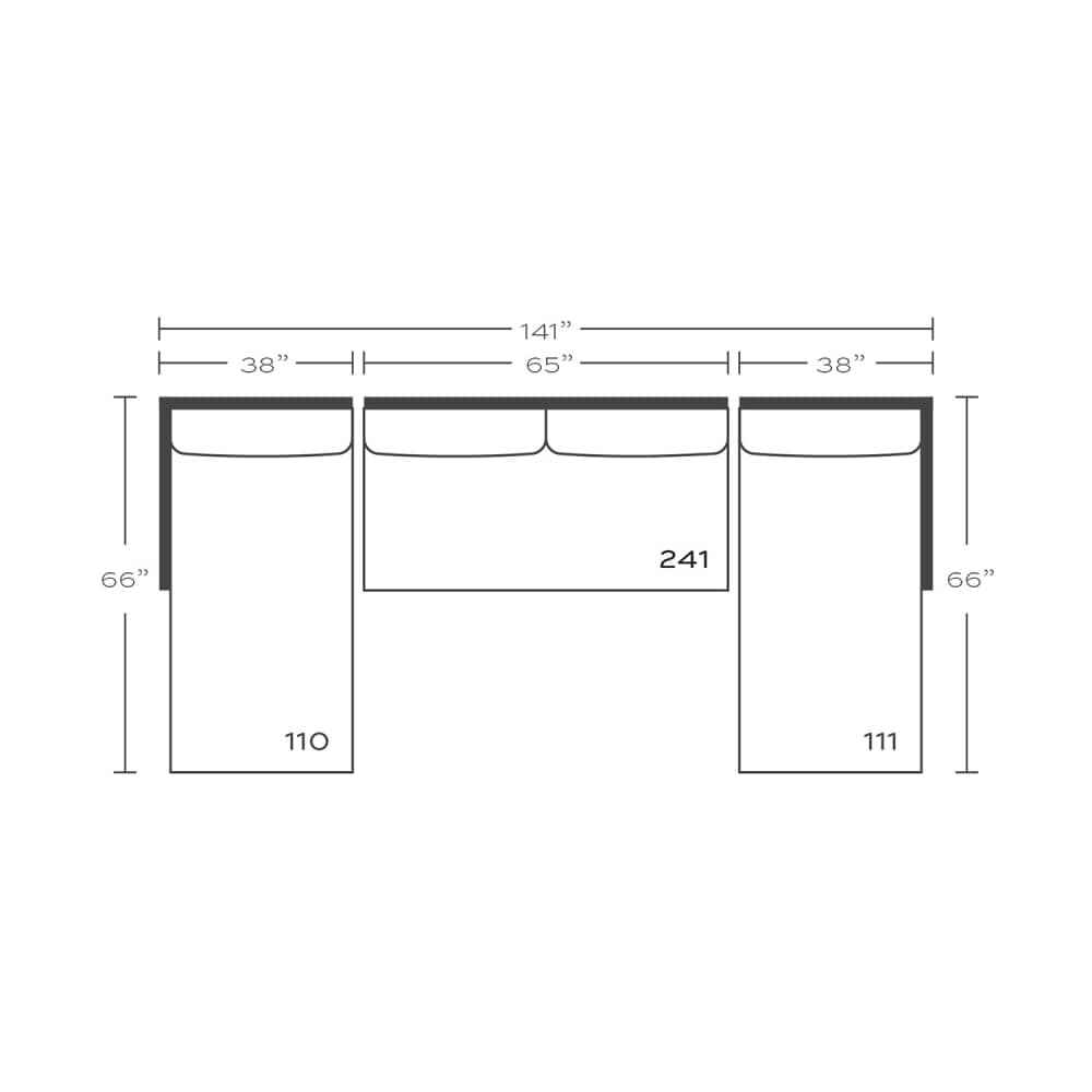 Plan drawing: Double Chaise, Bench Cushion