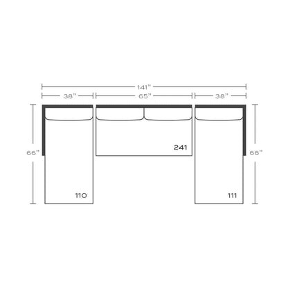 Plan drawing: Double Chaise, Bench Cushion