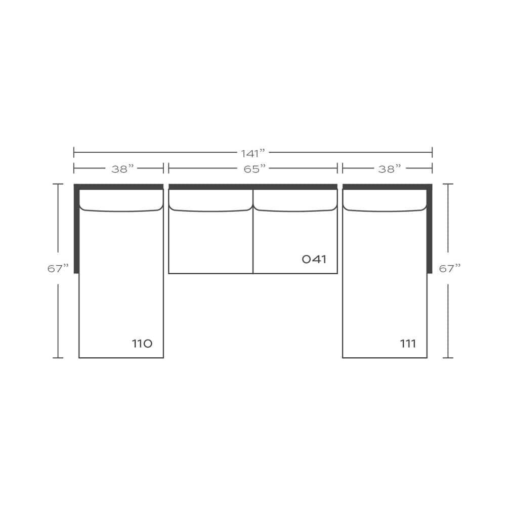 Plan drawing: Standard Seat, Double Chaise, Separate Cushions