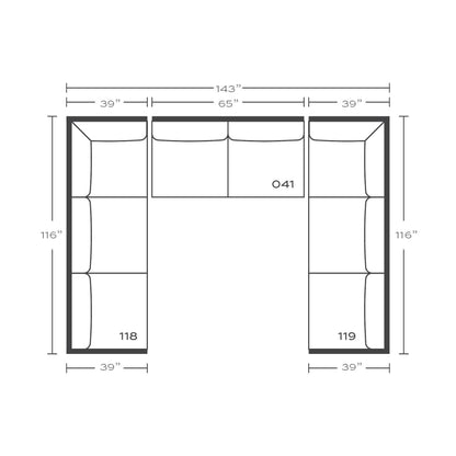 Plan drawing: Standard Seat, Double Corner, Separate Cushions