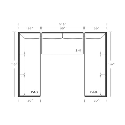 Plan drawing: Standard Seat, Double Corner, Bench Cushion