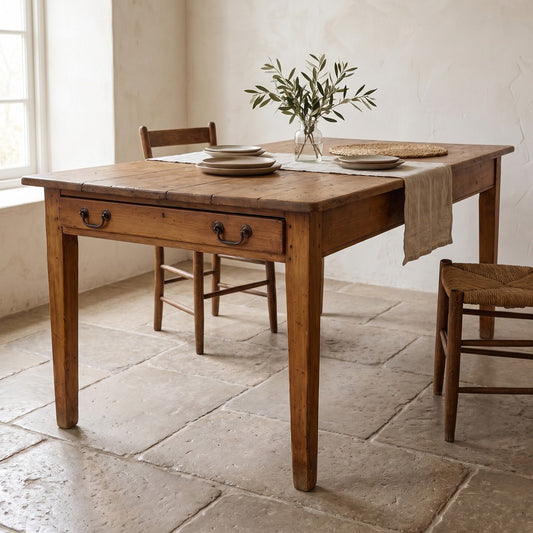 19th Century Pine Farm Table, styled at home