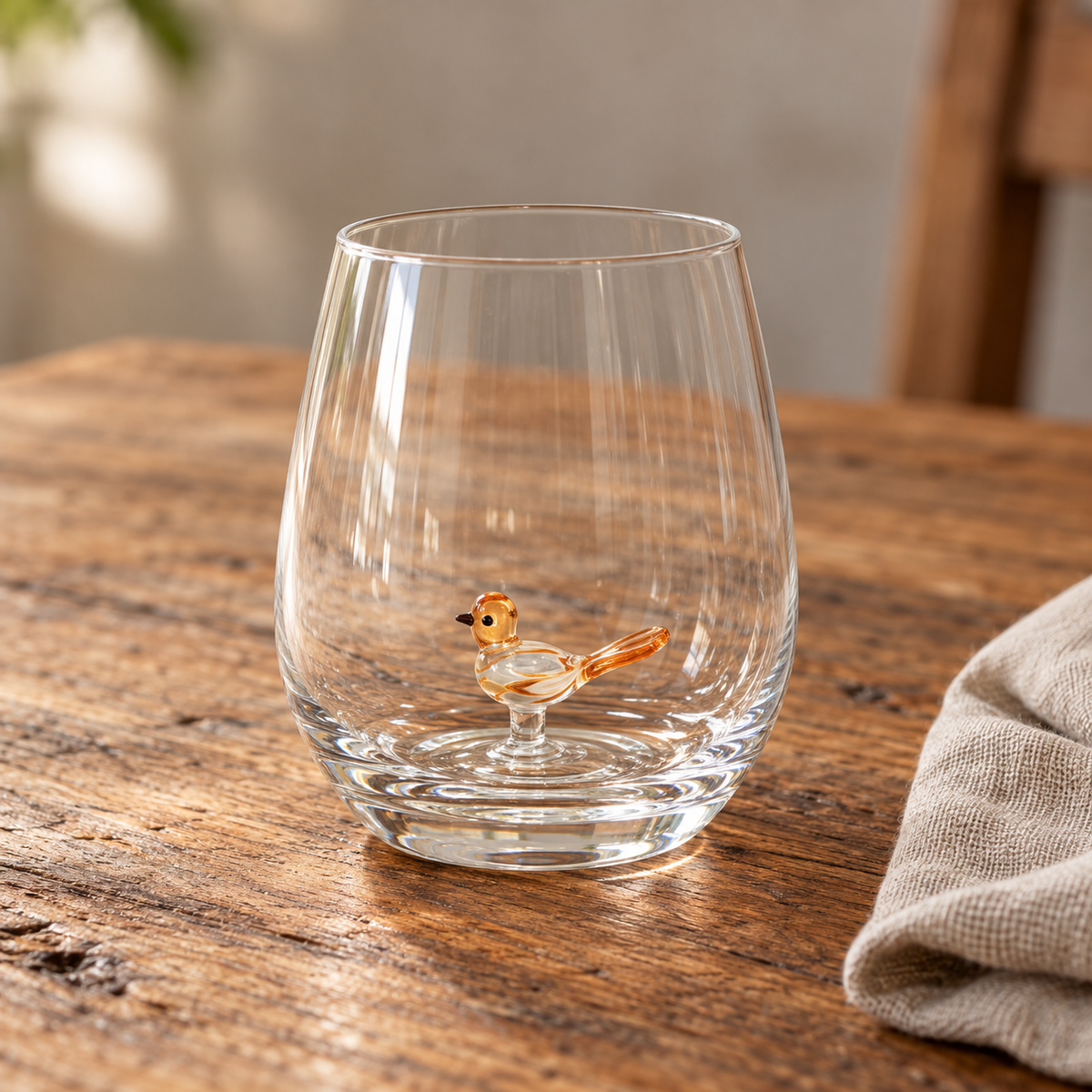 Bird Drinking Glass