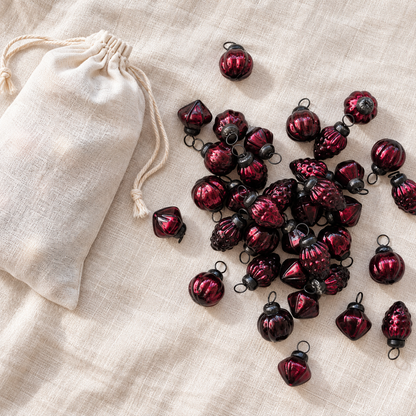 Embossed Glass Ornaments, Burgundy