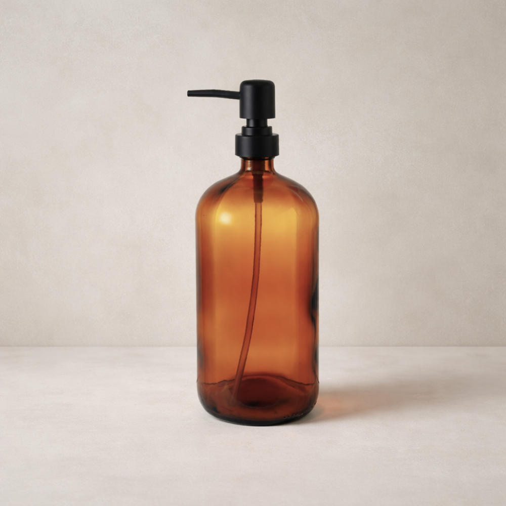 Amber Glass Large Soap Dispenser