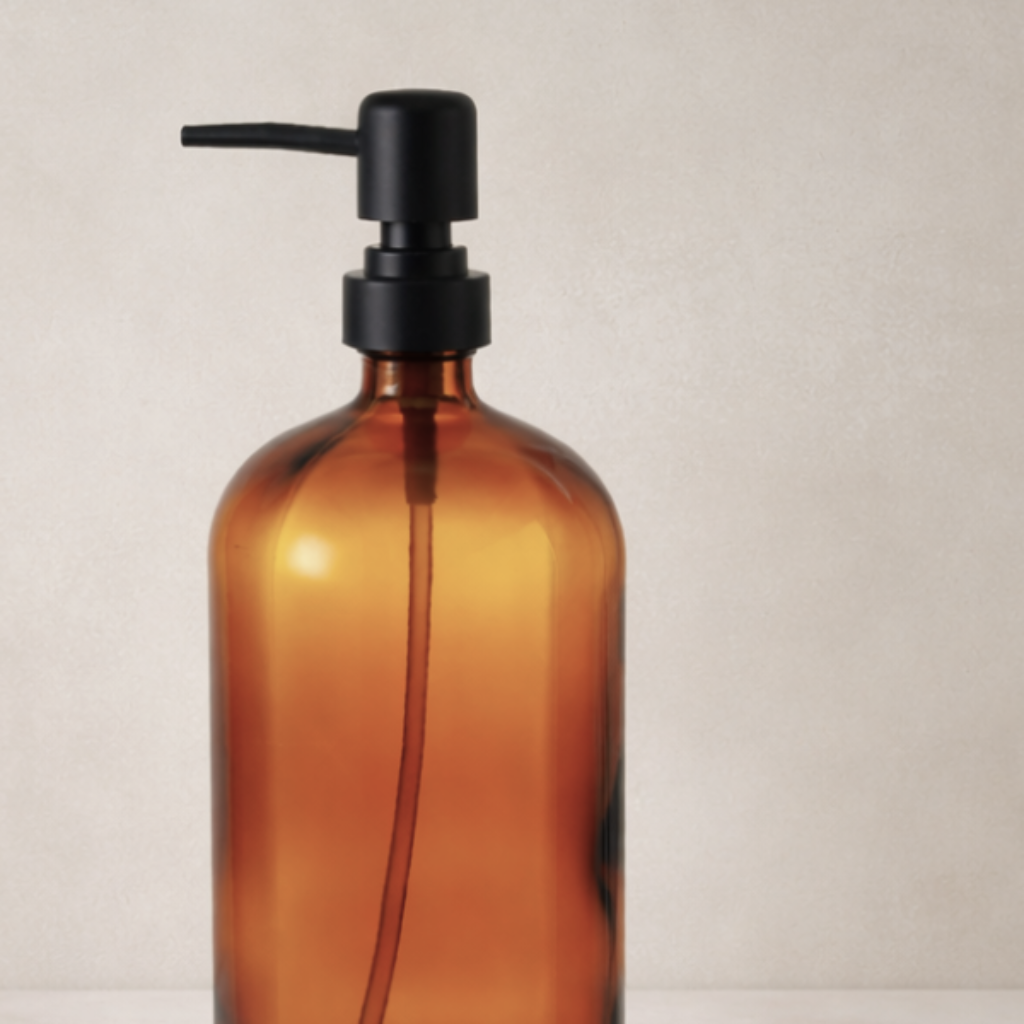 Amber Glass Large Soap Dispenser