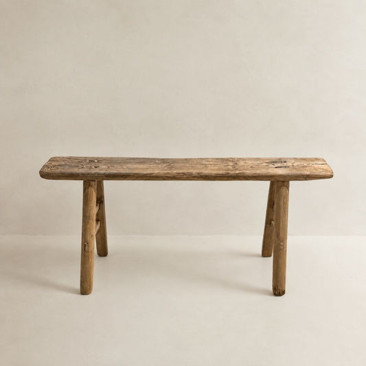 Antique Skinny Elm Wood Bench
