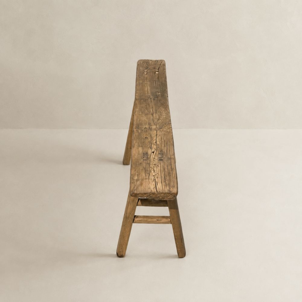 Antique Skinny Elm Wood Bench