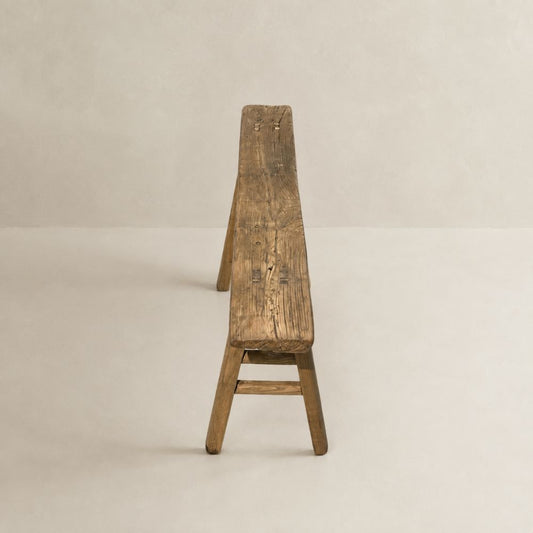 Antique Skinny Elm Wood Bench