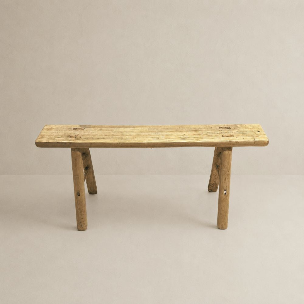 Antique Skinny Elm Wood Bench