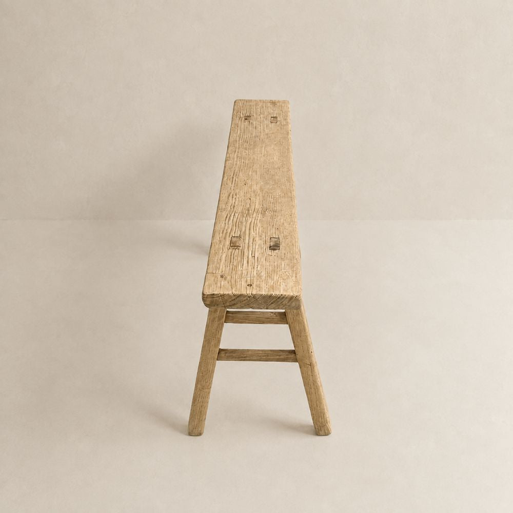 Antique Skinny Elm Wood Bench