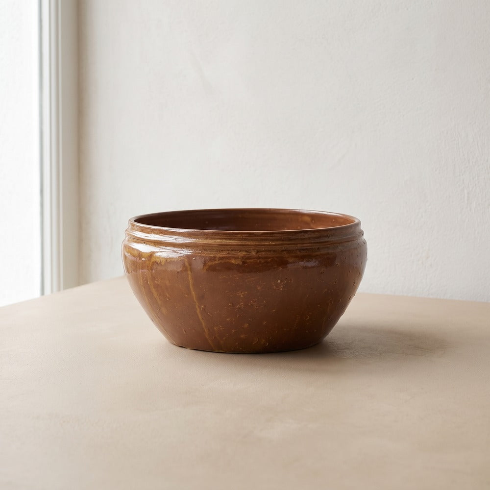 Stoneware Reactive Glaze Bowl, Brown