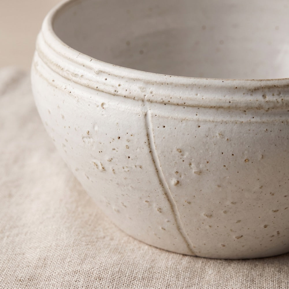Stoneware Reactive Glaze Bowl, White, styled at home