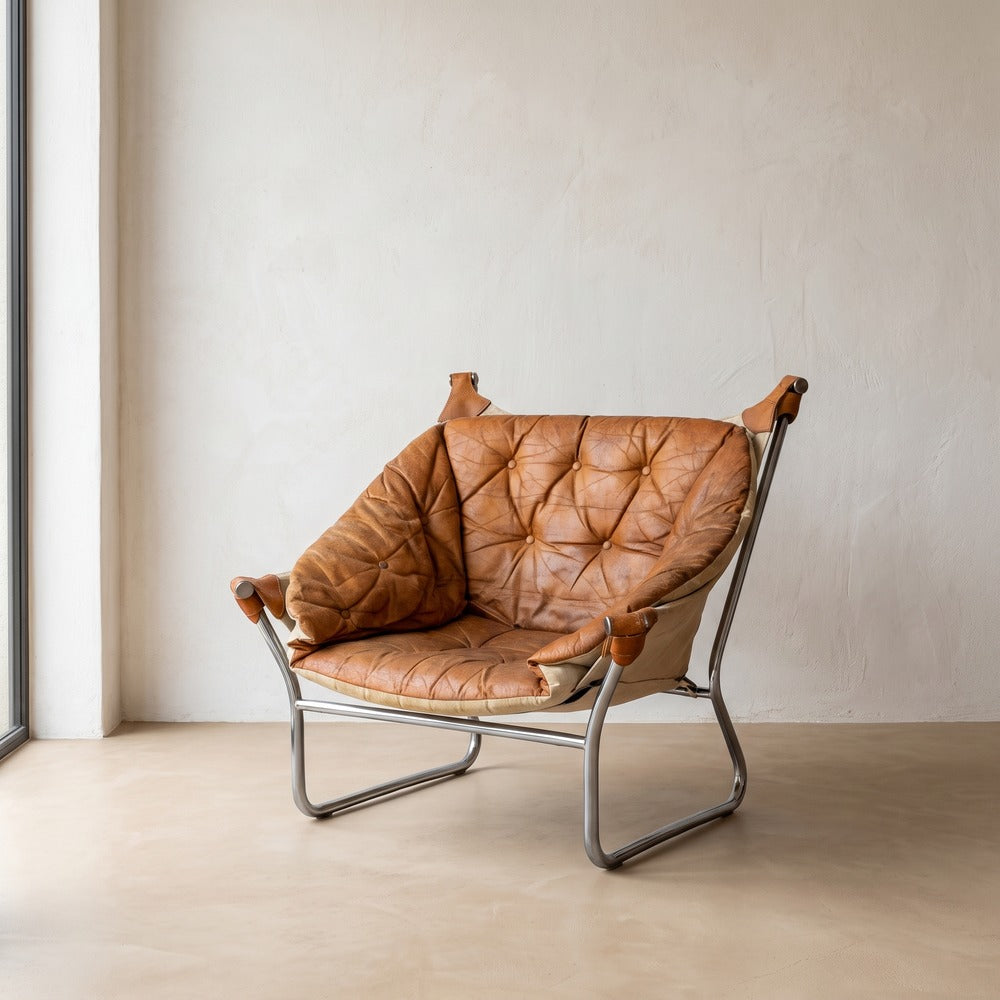 Vintage Leather Sling Chair