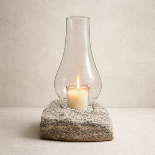 Beach Stone Hurricane Candle Lamp