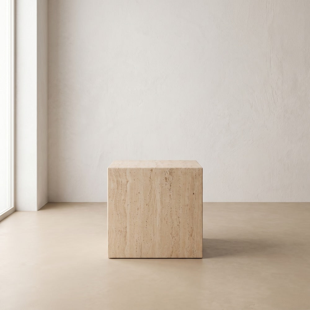 Travertine Side Table