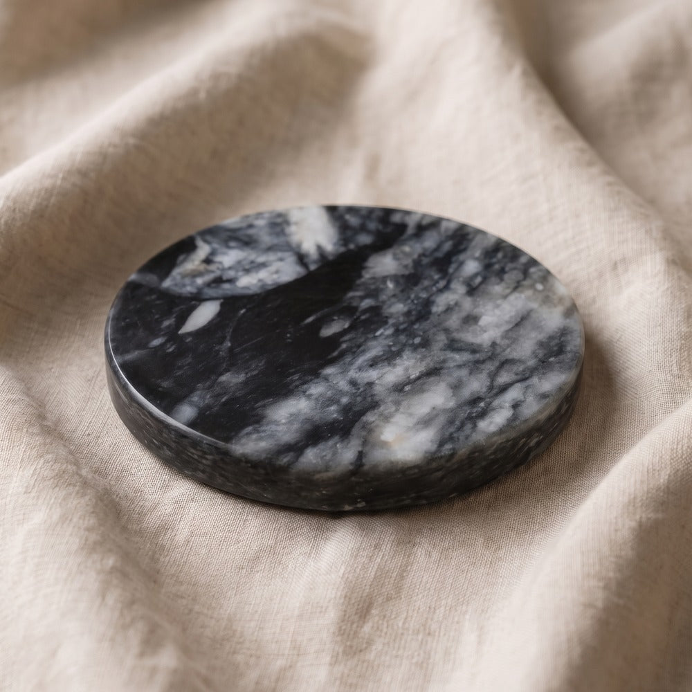 Black Marble Soap Dish, styled at home