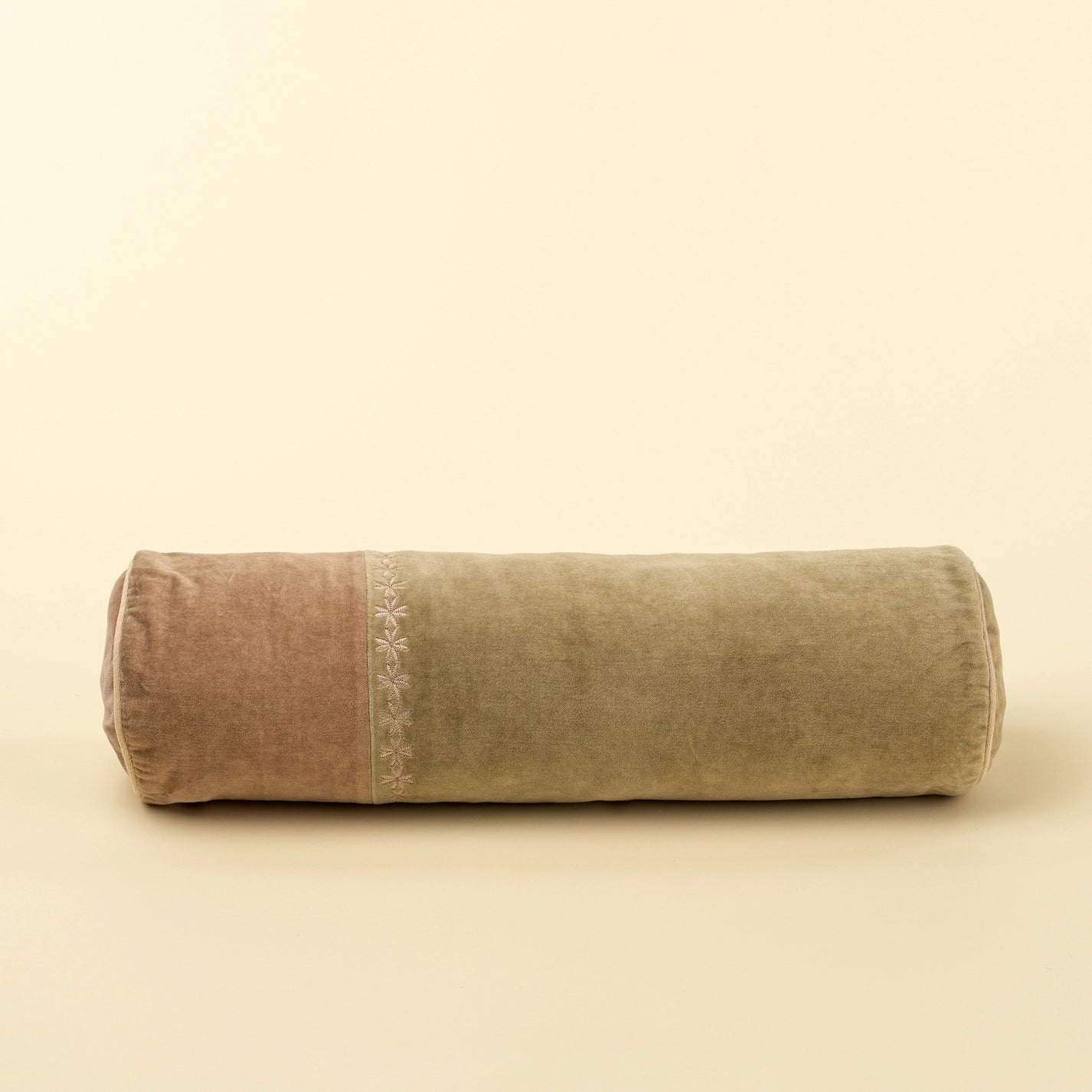 Embroidered Velvet Bolster Pillow