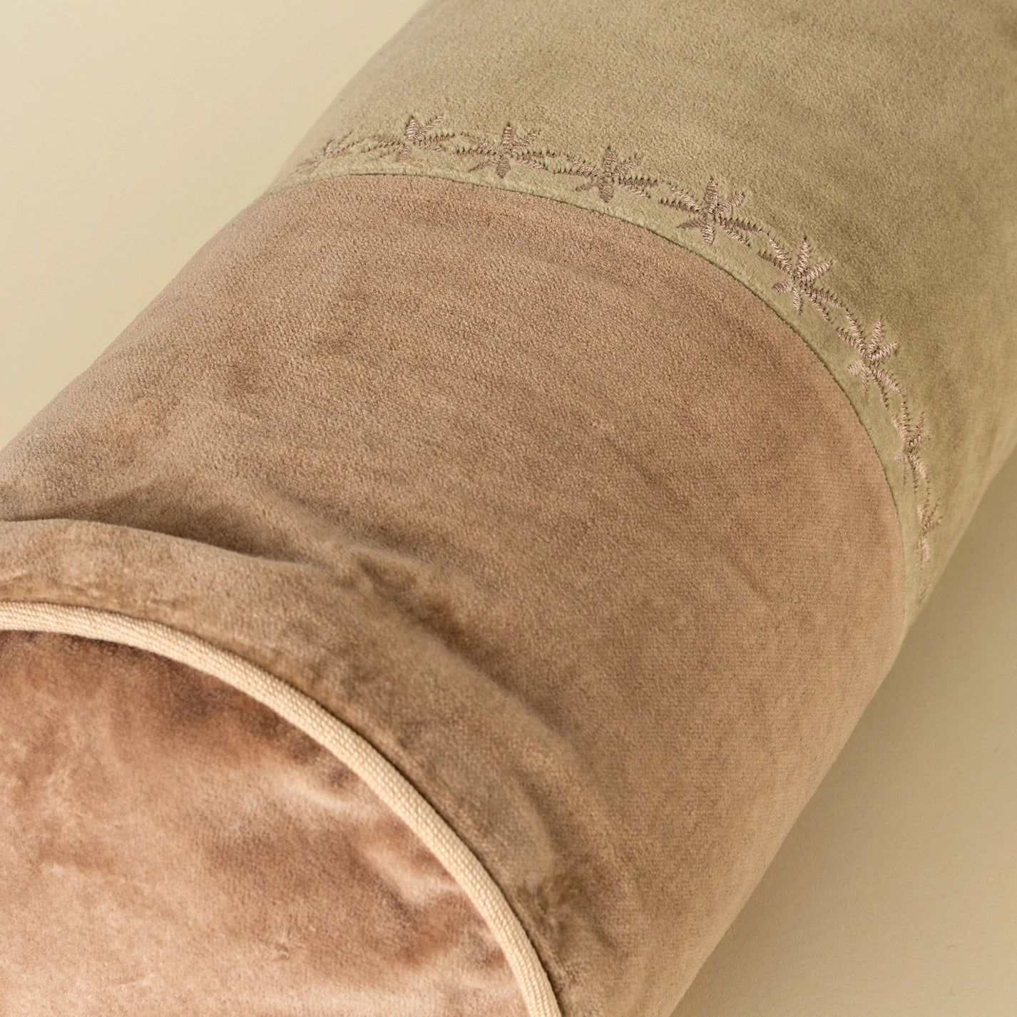 Embroidered Velvet Bolster Pillow