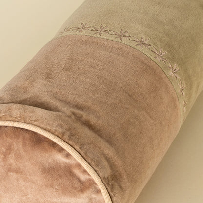 Embroidered Velvet Bolster Pillow
