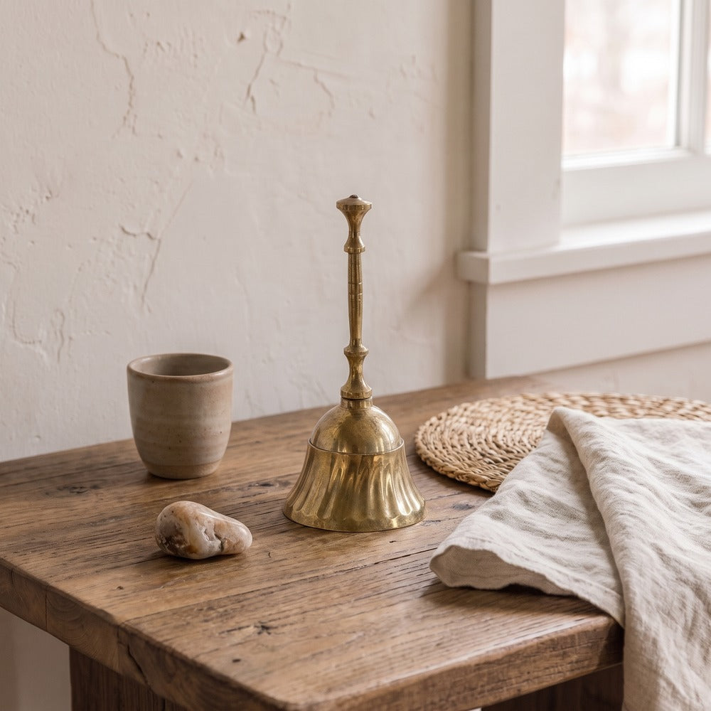 Brass Meditation Bell, styled at home