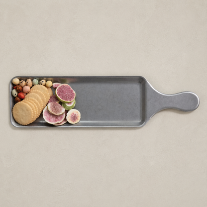 Brushed Pewter Handled Serving Tray