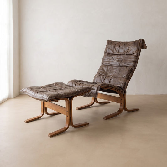Mid Century Sling Chair & Ottoman
