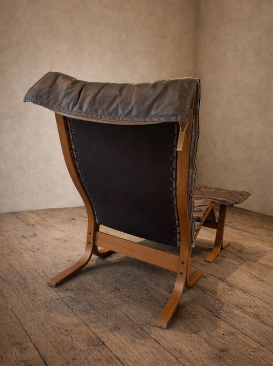 Calvin Vintage Leather Sling Chair & Ottoman