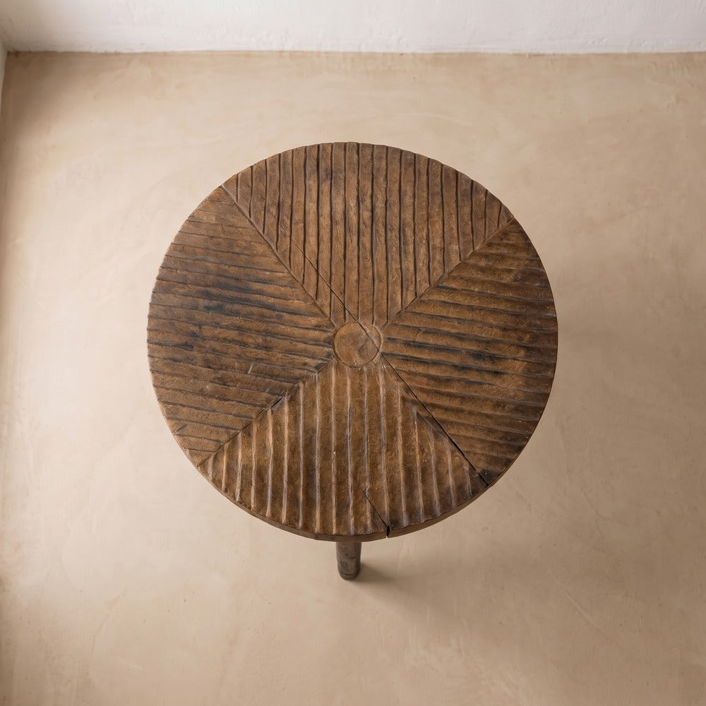 Vintage Carved Wood Stool, alternate view
