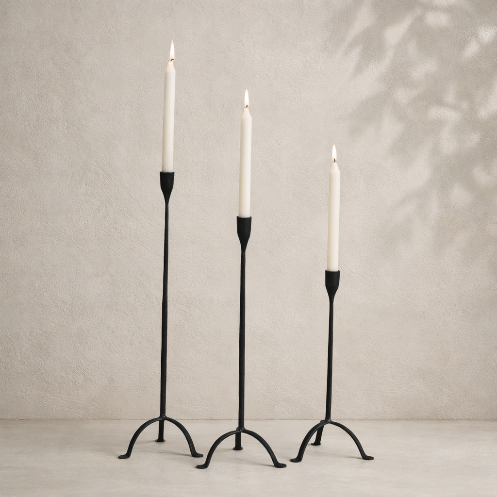 Cast Iron Footed Taper Candle Holder