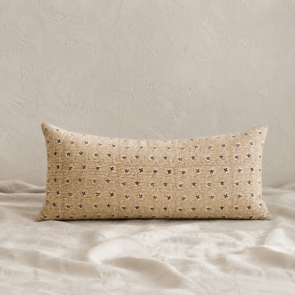 Clover Block Print Lumbar Pillow - 14"x31"