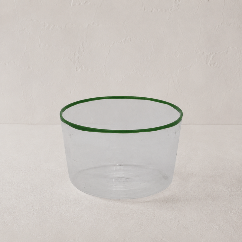 Color Rimmed Glass Bowl