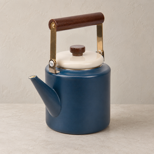 Enamel Indigo & Ivory Kettle