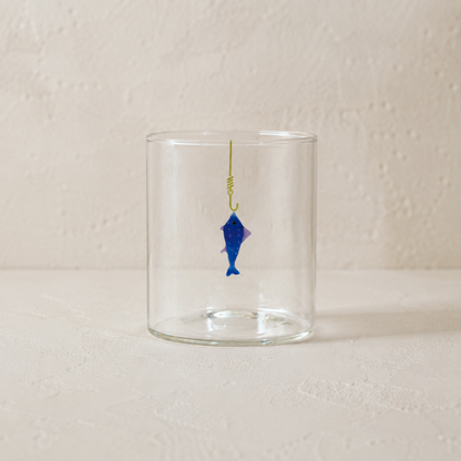 Fish-on-Hook Drinking Glass